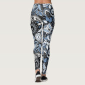 Leggings Motif d'impression blanc et bleu (Dos)