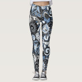 Leggings Motif d'impression blanc et bleu (Devant)