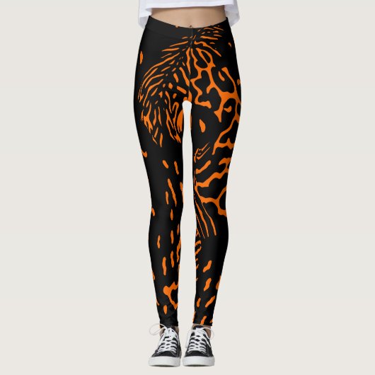 Leggings Motif d'impression d'animal orange tigre unique te (Devant)