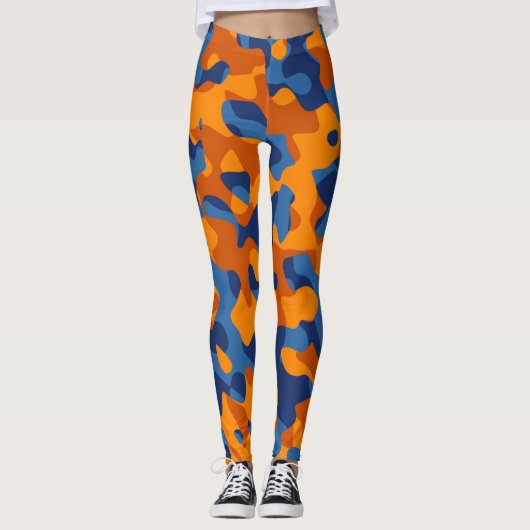 Leggings Motif d'impression du camouflage bleu orange (Devant)