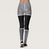 Leggings Motif d'impression en argent noir Parties scintill (Dos)