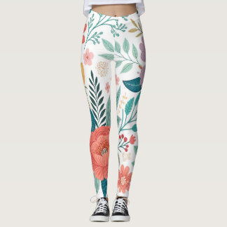 Leggings Motif d'impression floral dynamique