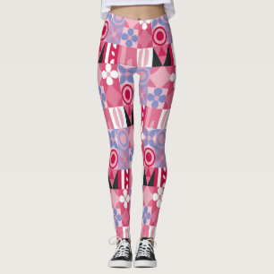 Leggings motif d'impression géométrique rétro