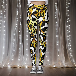 Leggings Motif d'impression Leopard et Zebra Fur