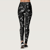 Leggings motif d'initiales blanches personnalisées sur noir (Dos)