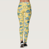 Leggings Motif Dinosaur mignon sur Jaune (Dos)