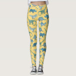 Leggings Motif Dinosaur mignon sur Jaune<br><div class="desc">Beaucoup de dinosaures bleus,  Tyrannosaurus rex,  Spinosaurus,  Stegosaurus,  Diplodocus et Tricératops sur un arrière - plan jaune.</div>