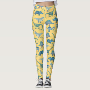 Leggings Motif Dinosaur mignon sur Jaune