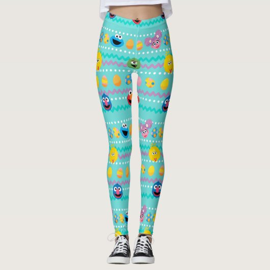 Leggings Motif d'oeufs de Pâques de la rue Sesame (Devant)