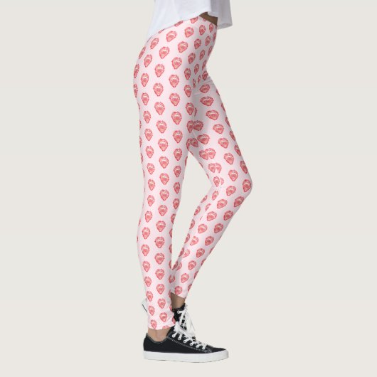 Leggings Motif d'oeuvres de coeur rose et rouge (Droite)