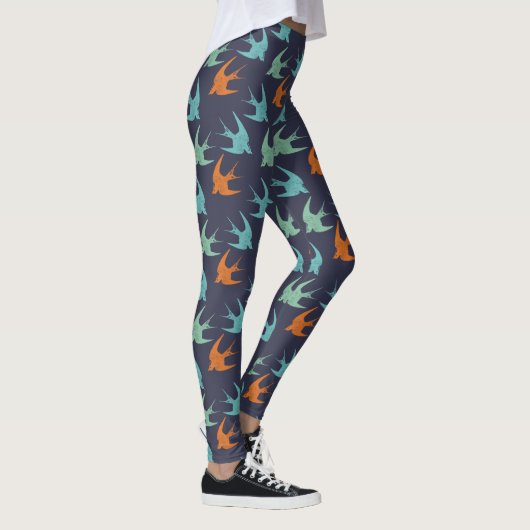 Leggings Motif d'oiseau bleu orange et vert (Droite)