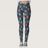 Leggings Motif d'oiseau bleu orange et vert (Devant)