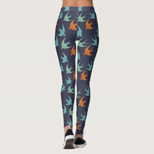 Leggings Motif d'oiseaux bleus et verts (Dos)