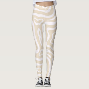 Leggings Motif d'onde Abstraite Champagne Rose