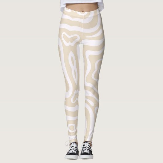 Leggings Motif d'onde Abstraite Champagne Rose (Devant)