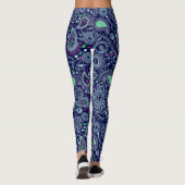 Leggings Motif Doodle Paisley Bleu foncé (Dos)