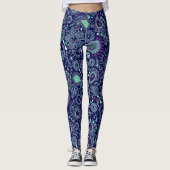 Leggings Motif Doodle Paisley Bleu foncé (Devant)