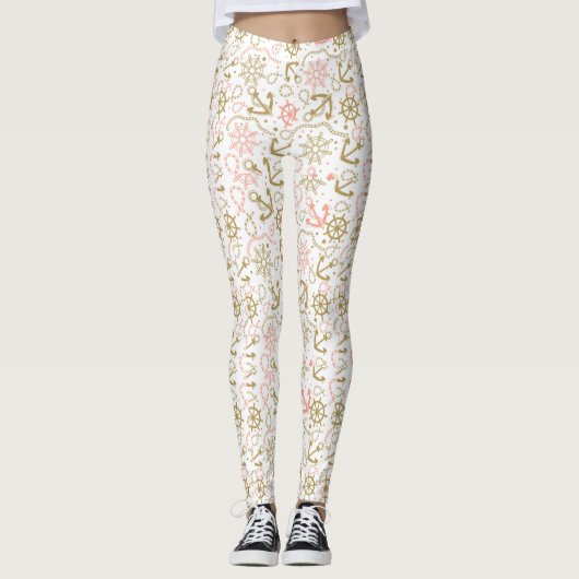 Leggings Motif d'or d'Ancre (Devant)