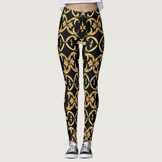 Leggings Motif d'or noir (Devant)
