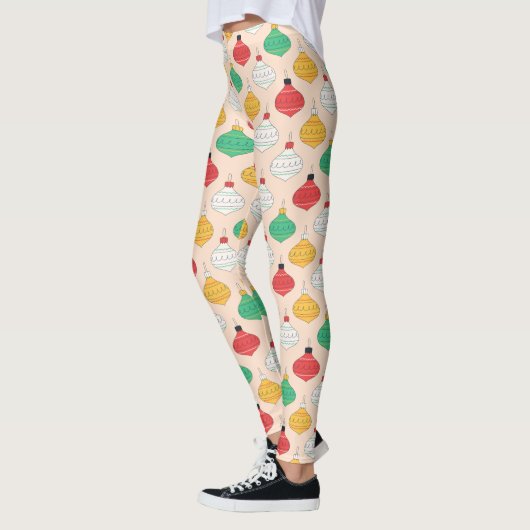 Leggings Motif d'ornements de Noël rétro (Gauche)