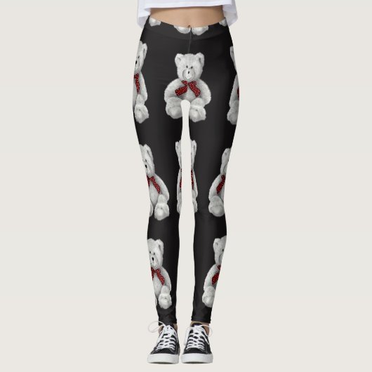Leggings Motif d'ours de nounours, dessin au crayon, ours (Devant)