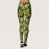 Leggings Motif Dragons Dorés D Fond Vert (Dos)