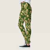 Leggings Motif Dragons Dorés D Fond Vert (Gauche)