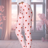 Leggings Motif du coeur ailé de la Saint-Valentin rose et r