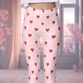 Leggings Motif du coeur ailé de la Saint-Valentin rose et r