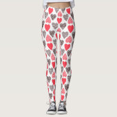 Leggings Motif du coeur de Valentin rouge et noir (Devant)