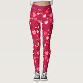 Leggings Motif du coeur de Valentine rouge et blanc (Devant)