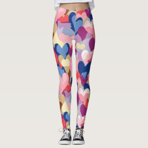 Leggings Motif du coeur des couleurs
