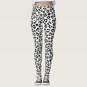 Leggings Motif du coeur du léopard noir