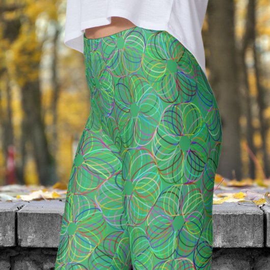 Leggings Motif du cyclisme vert vibrant