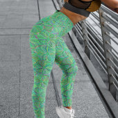 Leggings Motif du cyclisme vert vibrant