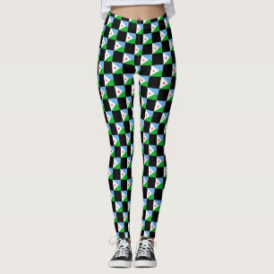 Leggings motif du drapeau À damiers Djibouti