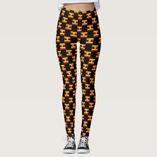 Leggings motif du drapeau À damiers Ouganda (Devant)