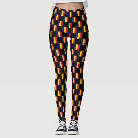 Leggings motif du drapeau À damiers Tchad (Devant)