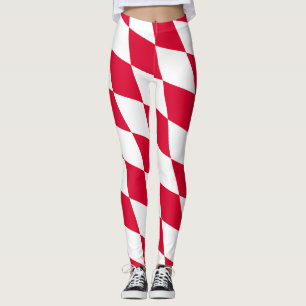 Leggings Motif du drapeau diamant de Bavière rouge et blanc