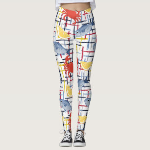 Leggings Motif du marché de fruits de mer méditerranéen (1)