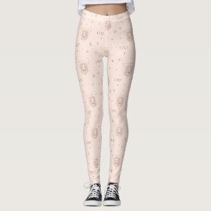 Leggings Motif du zodiaque Lion en marron et bordeaux