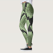 Leggings Motif Écailles de Serpent Vert Graphique de Textur (Gauche)