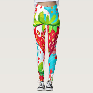 Leggings Motif Éclaboussure de Fraise