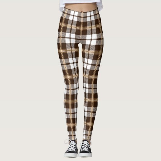 Leggings Motif écossais Brown Tartan Plaid (Devant)