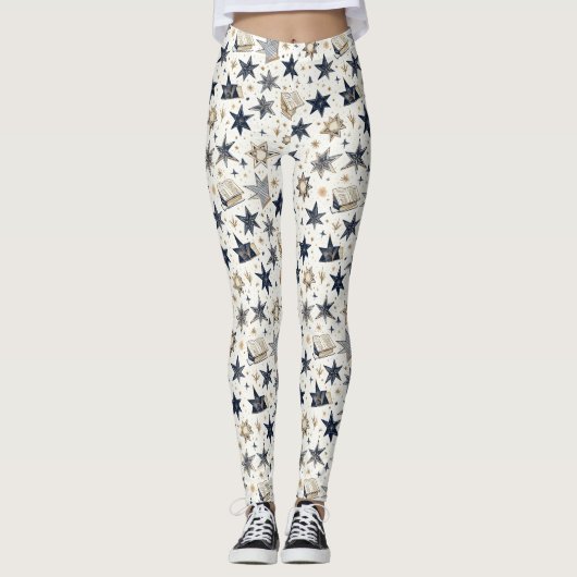 Leggings Motif Elegant Blue & Gold (8) (Devant)