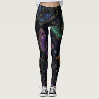 Leggings Motif élégant de papillon sombre