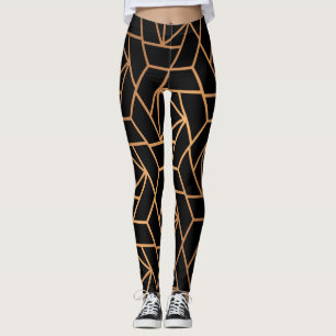 Leggings Motif élégant noir et or