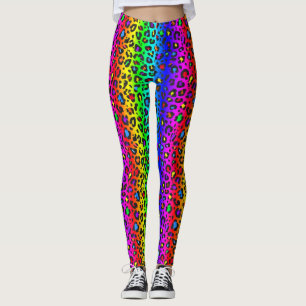 Leggings Motif Empreinte de léopard arc-en-ciel et noir