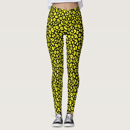 Leggings Motif Empreinte de léopard noir jaune sauvage colo (Devant)