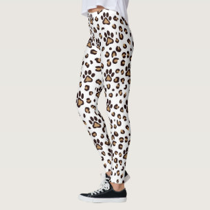 Leggings Motif Empreinte de Patte de Léopard Animal